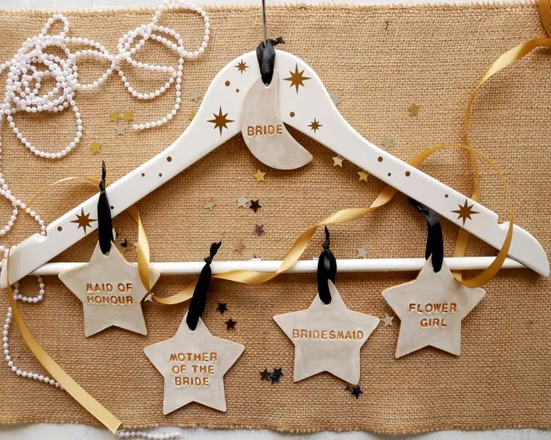 Moon and Star Shaped, Clay Wedding Day Hanger Tags / Keepsake - Image 2