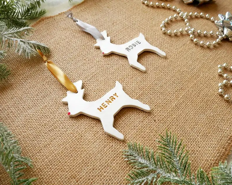 Personalised Hanging Clay Reindeer Christmas Decorations / Ornaments - Image 5