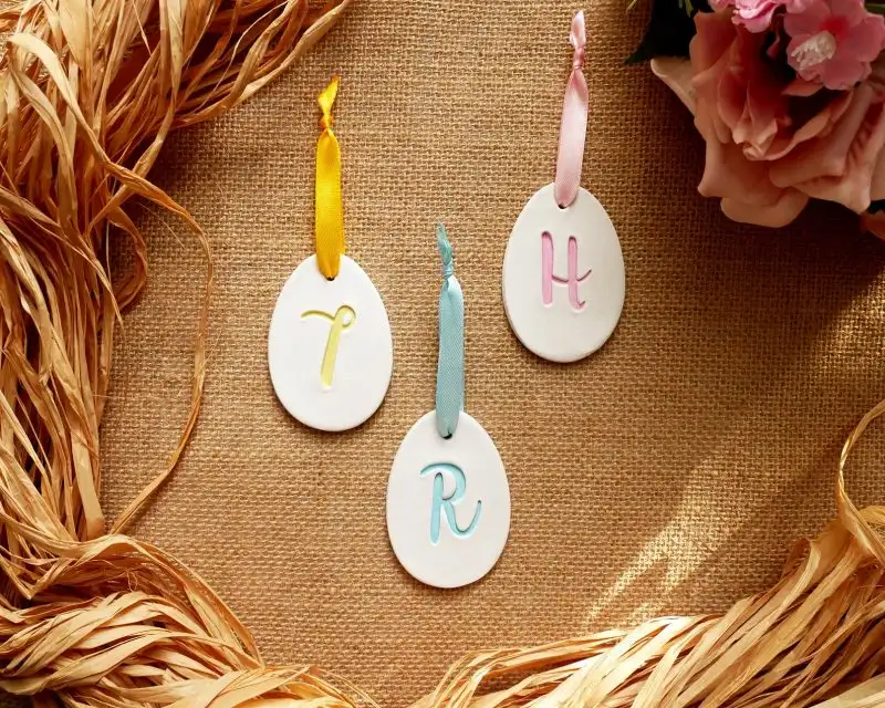 Personalised Initial / Monogram Clay Easter Egg-Shaped Hanging Decorations / Ornaments